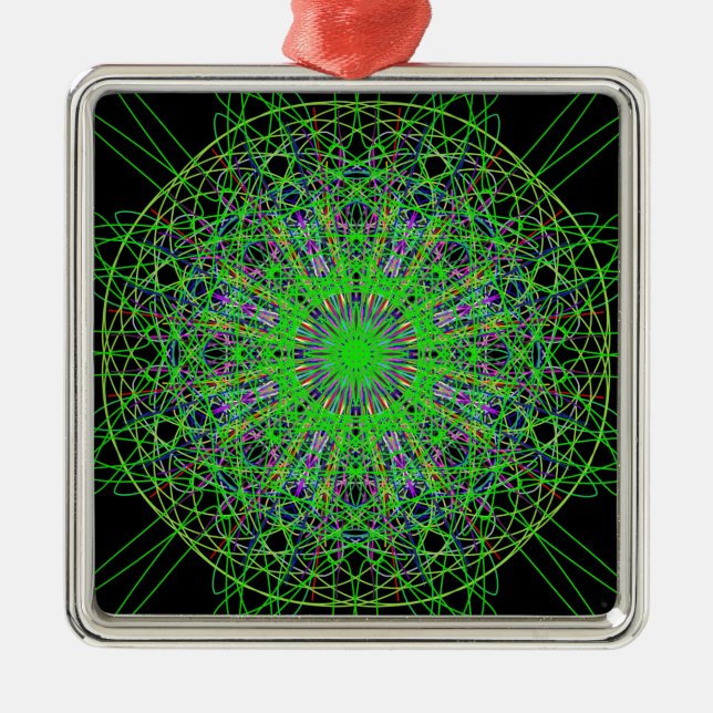 Adorno Metálico Green Black Kaleidoscope Mandala Art (Frente)