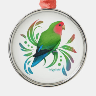 Adorno Metálico Green Peach Facer Lovebird