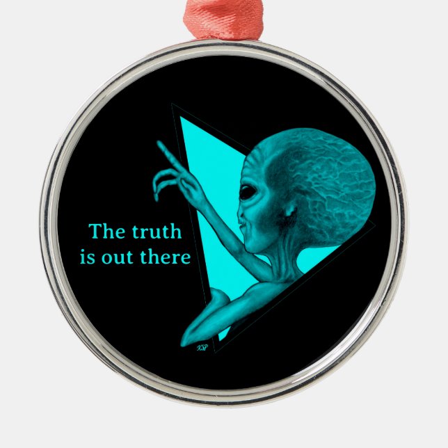 Adorno Metálico Grey Alien, la verdad está ahí fuera (Frente)