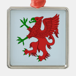 Adorno Metálico Griffin en rojo y verde