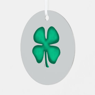 Adorno metálico gris de trébol irlandés de 4 hojas