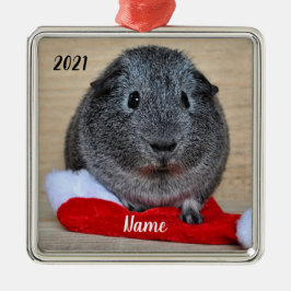 Adorno Metálico Gris Gray Guinea personalizada Cerdo Santa Hat