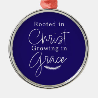 Adorno Metálico Growing in Grace Blue and White Round Christmas