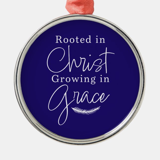 Adorno Metálico Growing in Grace Blue and White Round Christmas (Frente)