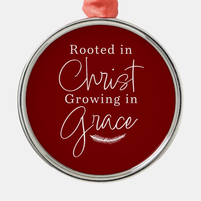 Adorno Metálico Growing in Grace Red and White Round Christmas (Frente)