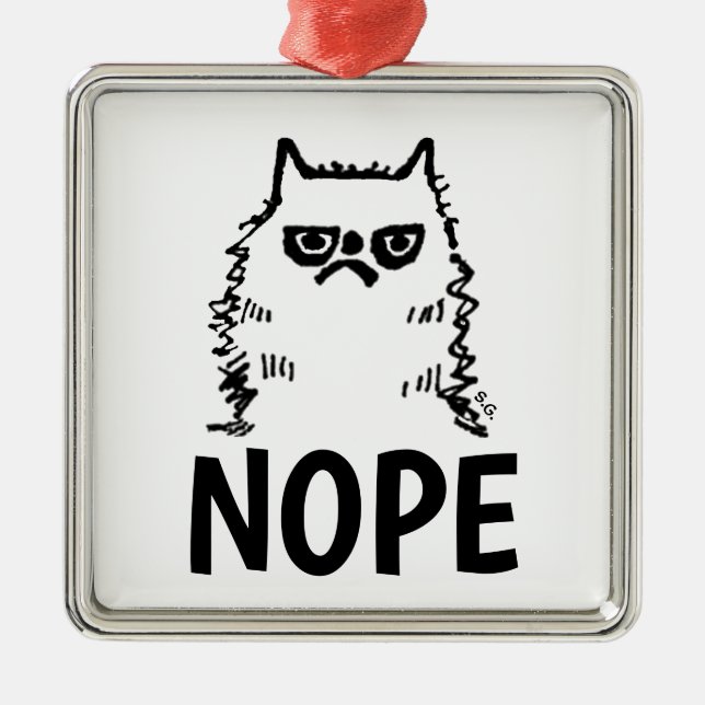 ADORNO METÁLICO GRUMPY CAT, NOPE CHISTMAS ORNAMENTES (Frente)