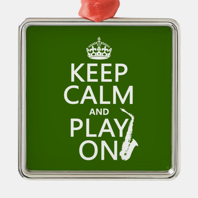 Adorno Metálico Guarde la calma y el juego en (saxofón) (cualquier (Frente)