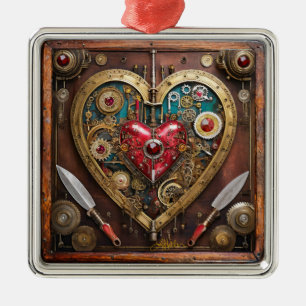 Adorno Metálico Guerrero de San Valentín de Rubíes y Dagas Steampu