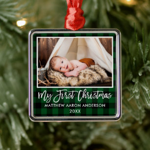 Adorno Metálico Guión de broche Bebé verde antes de Navidad