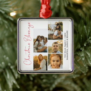 Adorno Metálico Guión de Minimal Bendiciones de Navidad Familia 5