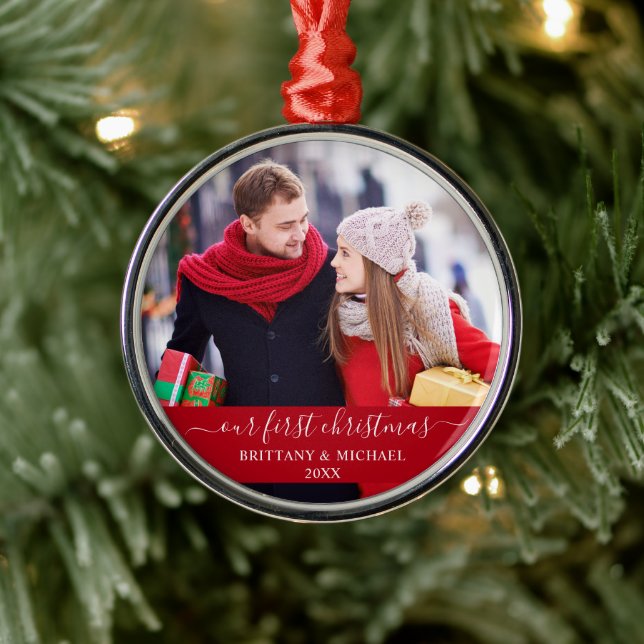 Adorno Metálico Guión elegante Nuestra Primera Pareja De Navidad R (Árbol)