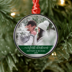 Adorno Metálico Guión elegante Nuestra Primera Pareja De Navidad V