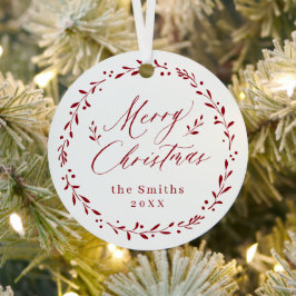 Adorno Metálico Guión rojo moderno Feliz Navidad