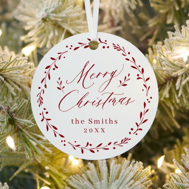 Adorno Metálico Guión rojo moderno Feliz Navidad (in situ)