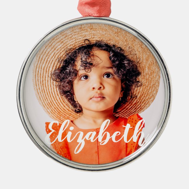 Adorno Metálico Guión simple moderno Añade tu nombre y foto (Frente)