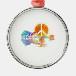 Adorno Metálico Guitar Lake Shadow Peace Love Guitar Hippie