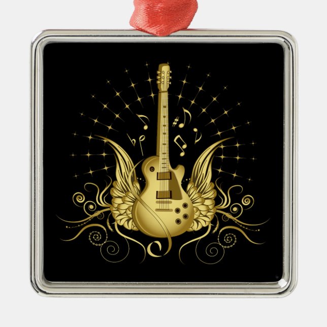 Adorno Metálico Guitarra coa alas de oro (Frente)