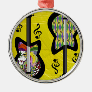 Adorno Metálico Guitars coloridos del Mardi Gras
