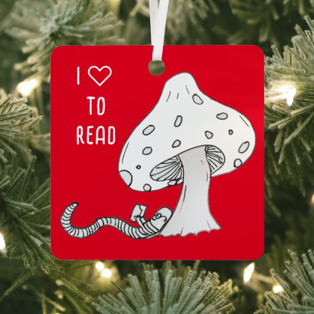 Adorno Metálico Gusano de biblioteca bajo un hongo (in situ)