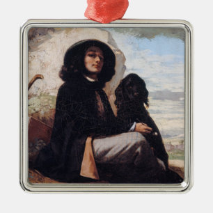 Adorno Metálico Gustave Courbet - Autorretrato con un perro negro
