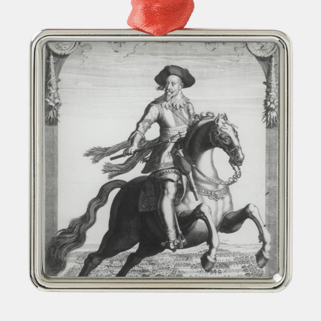 Adorno Metálico Gustavus Adolphus II, rey de Suecia, encendido (Frente)