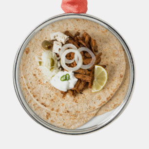 Adorno Metálico Gyros pita con aceitunas coleslaw de tzatziki y fe