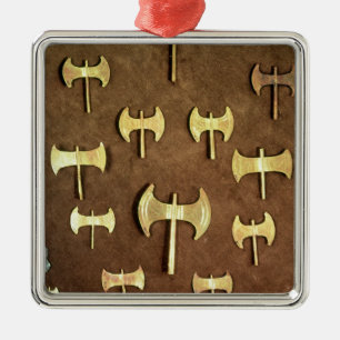 Adorno Metálico Hachas dobles miniatura