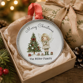 Adorno Metálico Hada y árbol de Navidad personalizado regalo