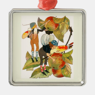 Adorno Metálico Hadas Artistas Pintando Frutas