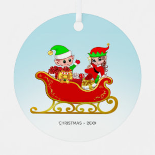 Adorno Metálico Hadas y elfo de Navidades cortos en Sleigh