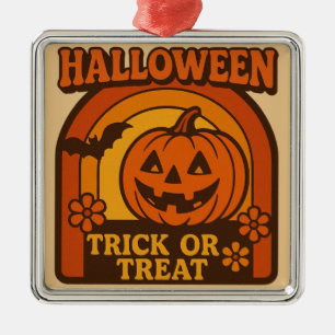 Adorno Metálico Halloween de truco o truco vintage de los años 70