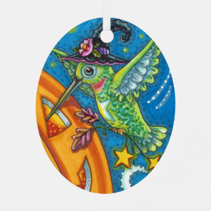 ADORNO METÁLICO HALLOWEEN HUMMINGBIRD & JACK O LANTERN WHIMSY