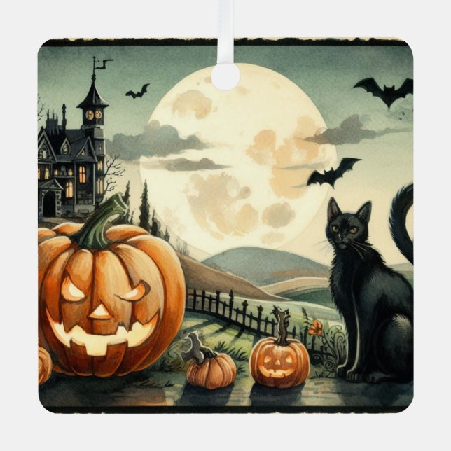 Adorno Metálico Halloween/otoño/otoño/otoño/calabaza/gato (Anverso)