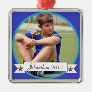 Adorno Metálico HAMbyWG - Blue on Blue border Photo Ornament