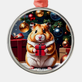 Adorno Metálico Hamster con Navidades de regalo