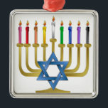 Adorno Metálico Hanukkah Candles Rainbow Gold Menorah<br><div class="desc">Está viendo la colección Lee Hiller Designs of Home and Office Decor, Apparel, Gifts and Collectibles. Los diseños incluyen la fotografía Lee Hiller y la colección de arte digital de medios mixtos. Puedes ver su fotografía de la naturaleza en http://HikeOurPlanet.com/ y seguir su blog de senderismo dentro del Parque Nacional...</div>