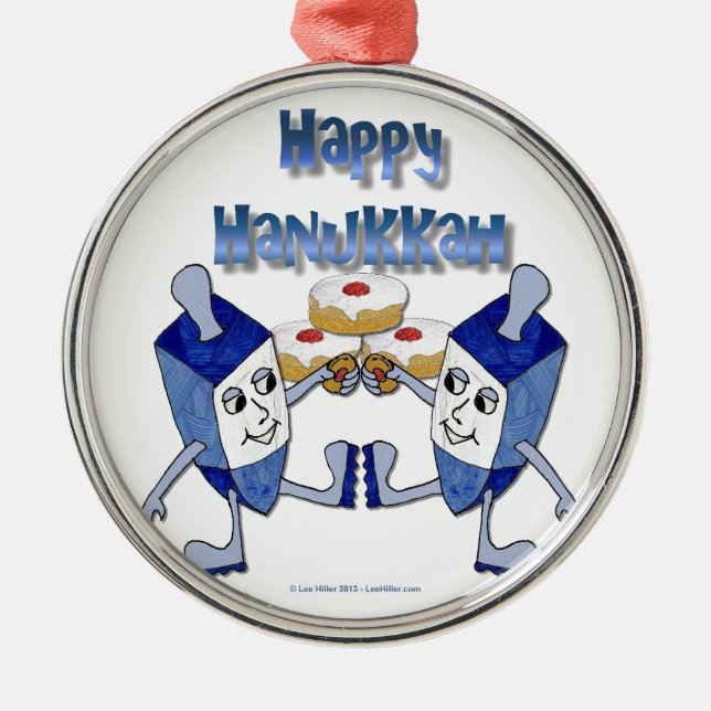 Adorno Metálico Hanukkah Dancing Dreides y Jelly Doughnut (Frente)