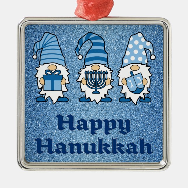 Adorno Metálico Hanukkah Gnomes Trio Ornament (Frente)