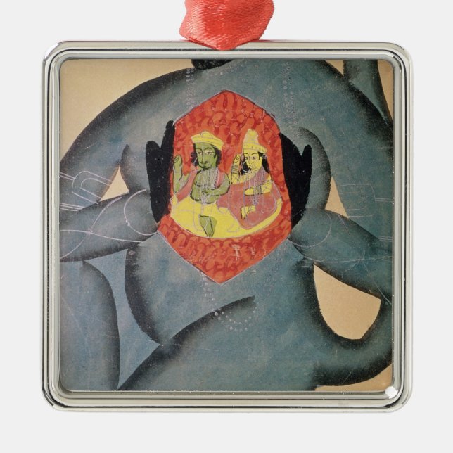 Adorno Metálico Hanuman revela a Rama y Sita (Frente)