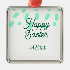 Adorno Metálico Happy Easter green eggs pastel name date simple
