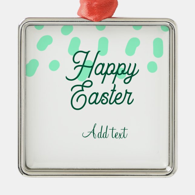 Adorno Metálico Happy Easter green eggs pastel name date simple  (Frente)