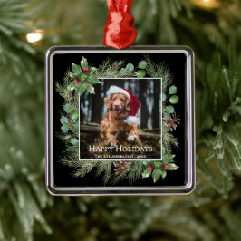 Adorno Metálico Happy Holidays Pet Photo Wreath 