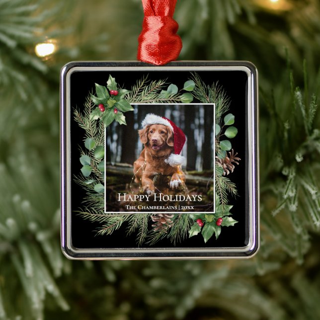 Adorno Metálico Happy Holidays Pet Photo Wreath  (Árbol)