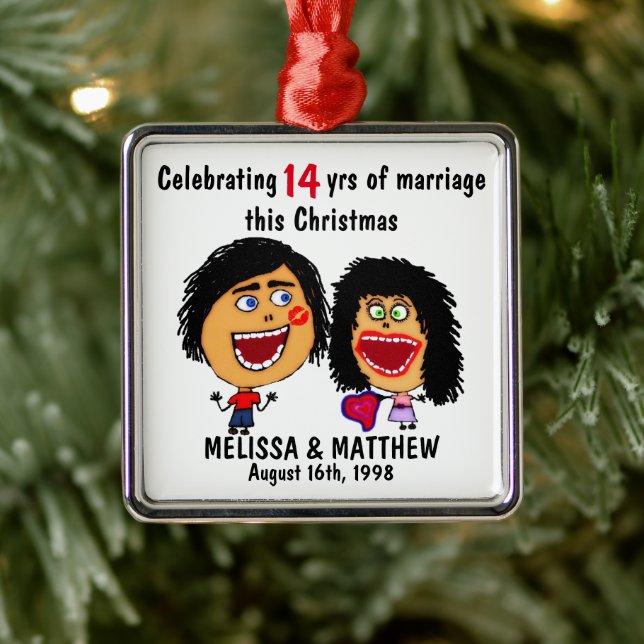 Adorno Metálico Happy Marriage Christmas Cartoon (Árbol)