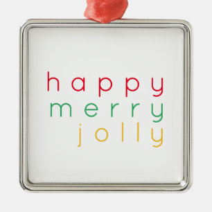 Adorno Metálico HAPPY MERRY JOLLY Premium Square Ornament