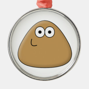Adorno Metálico Happy Pou - Premium Round Ornament