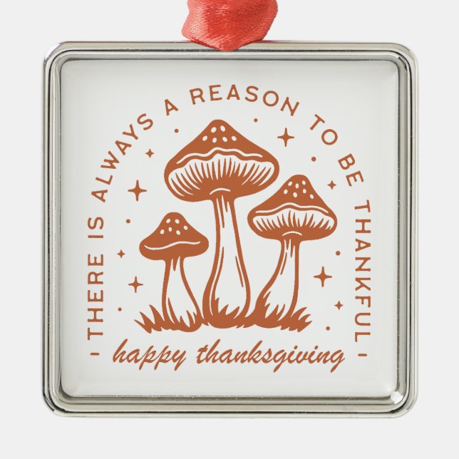 Adorno Metálico Happy thanksgiving mushroom whimsical terracotta (Frente)