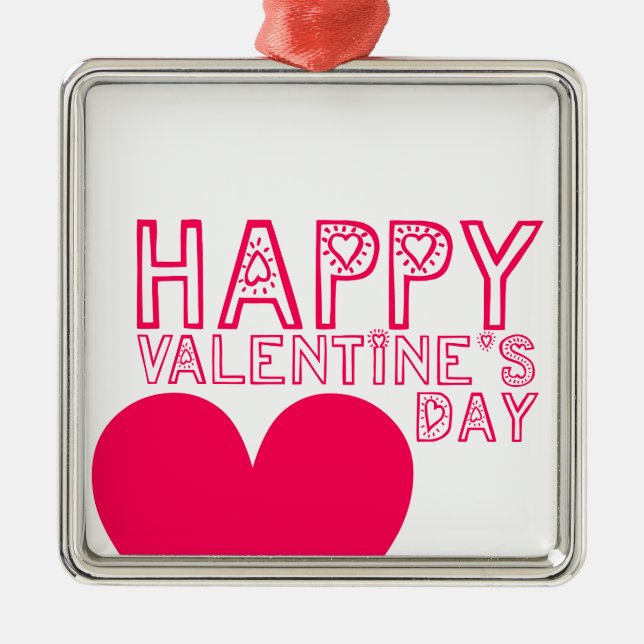 Adorno Metálico Happy Valentine's day Ornament (Frente)