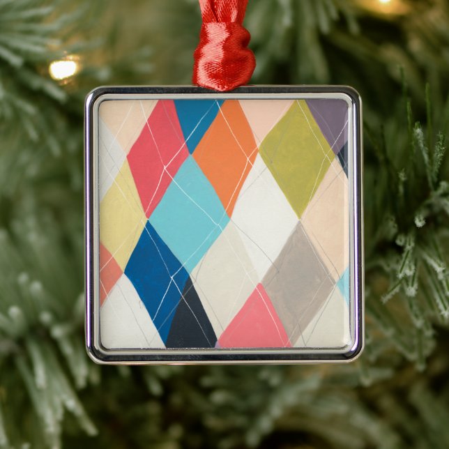 Adorno Metálico Harlequin Hopscotch - Patrón Argyle (Árbol)