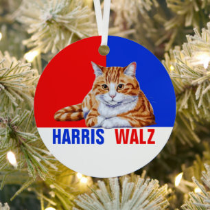 Adorno Metálico Harris Walz 2024 Obviamente Cat Red Blue